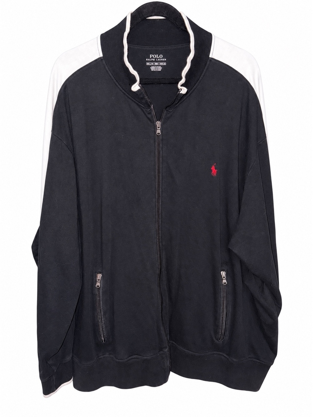 Polo Ralph Lauren Men’s 3XB Black White Full Zip Track Jacket Red Pony